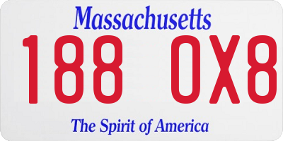 MA license plate 188OX8