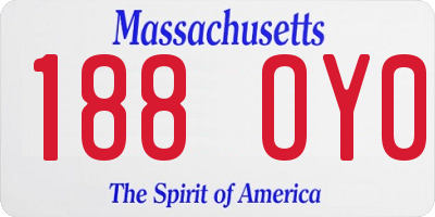 MA license plate 188OY0