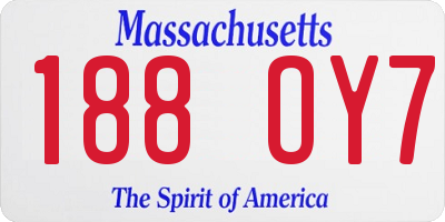 MA license plate 188OY7