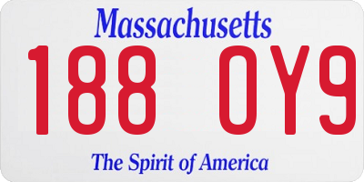MA license plate 188OY9