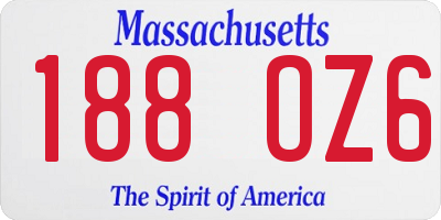 MA license plate 188OZ6