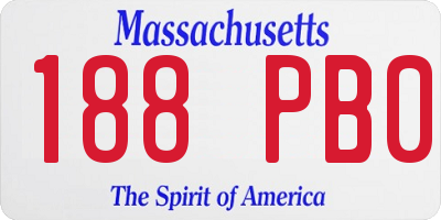 MA license plate 188PB0