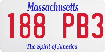 MA license plate 188PB3