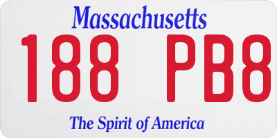 MA license plate 188PB8