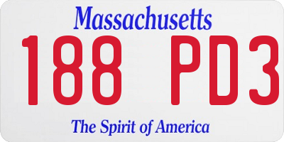MA license plate 188PD3