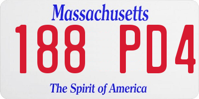 MA license plate 188PD4