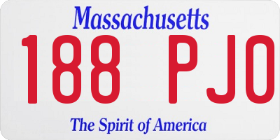 MA license plate 188PJ0
