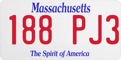 MA license plate 188PJ3