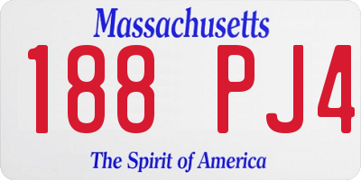 MA license plate 188PJ4