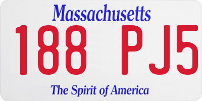 MA license plate 188PJ5