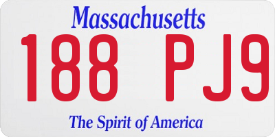 MA license plate 188PJ9