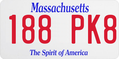 MA license plate 188PK8