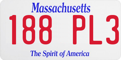 MA license plate 188PL3
