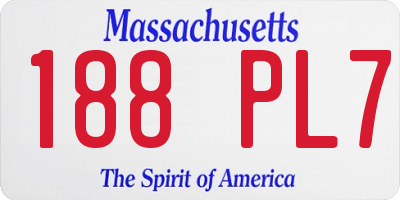 MA license plate 188PL7