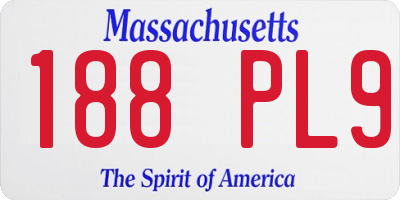 MA license plate 188PL9