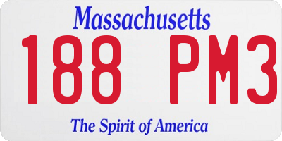 MA license plate 188PM3