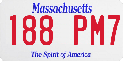 MA license plate 188PM7