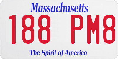 MA license plate 188PM8