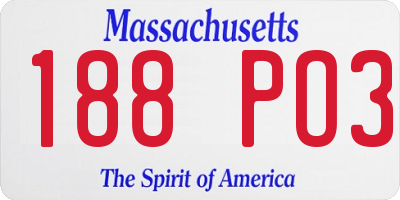 MA license plate 188PO3