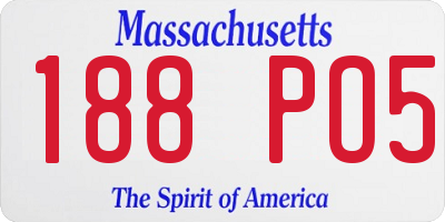 MA license plate 188PO5