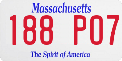 MA license plate 188PO7
