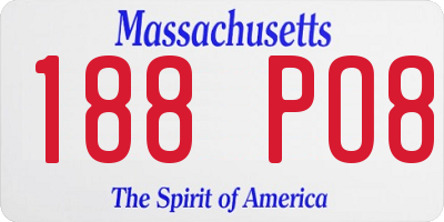 MA license plate 188PO8