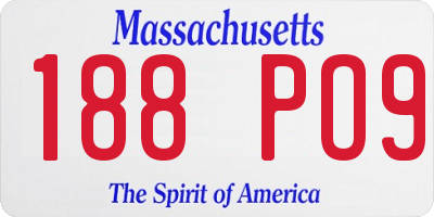 MA license plate 188PO9