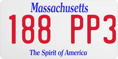 MA license plate 188PP3
