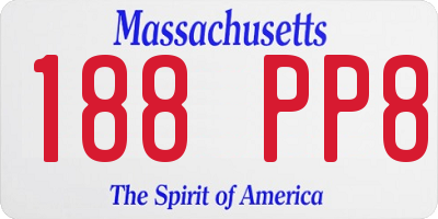 MA license plate 188PP8