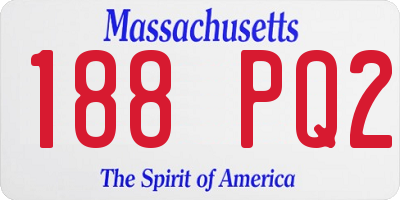 MA license plate 188PQ2