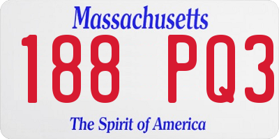 MA license plate 188PQ3