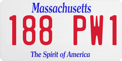 MA license plate 188PW1