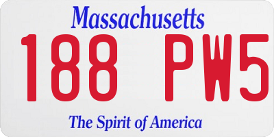 MA license plate 188PW5