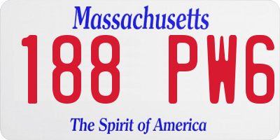 MA license plate 188PW6