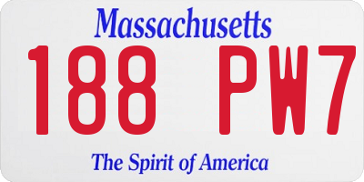 MA license plate 188PW7