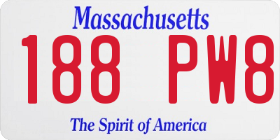 MA license plate 188PW8