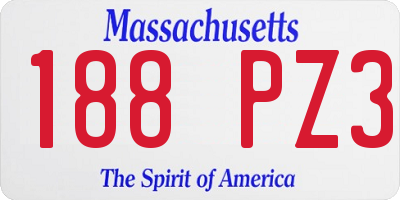 MA license plate 188PZ3
