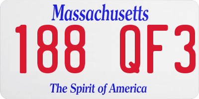MA license plate 188QF3