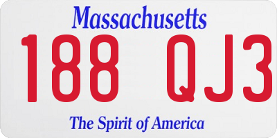MA license plate 188QJ3