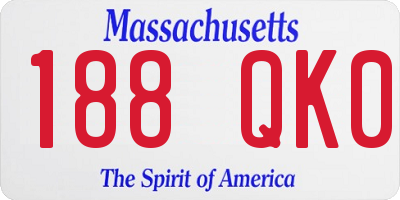 MA license plate 188QK0
