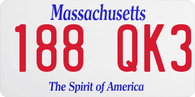 MA license plate 188QK3