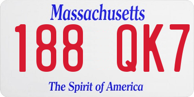 MA license plate 188QK7