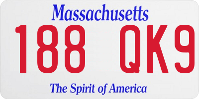 MA license plate 188QK9