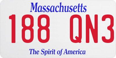 MA license plate 188QN3