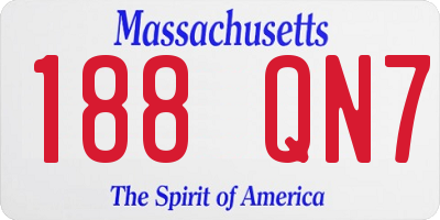 MA license plate 188QN7