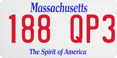 MA license plate 188QP3