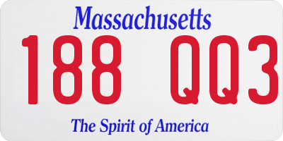 MA license plate 188QQ3
