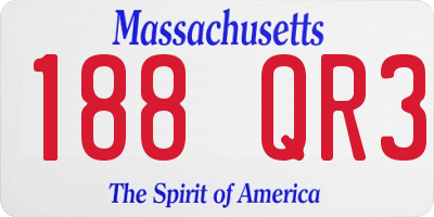 MA license plate 188QR3