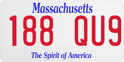 MA license plate 188QU9