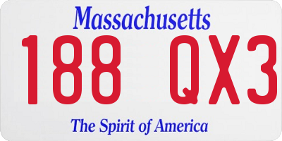 MA license plate 188QX3